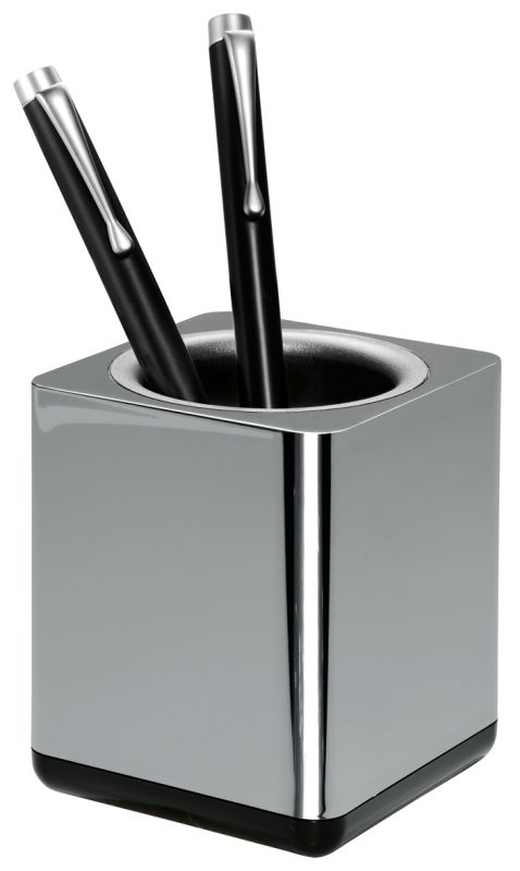 HAN Stifteköcher i-LINE CHROME – eleganter, hochglänzender, stylischer Stifteköcher. Ein echter Blickfang für den modernen Schreibtisch, chrome, 27653-88